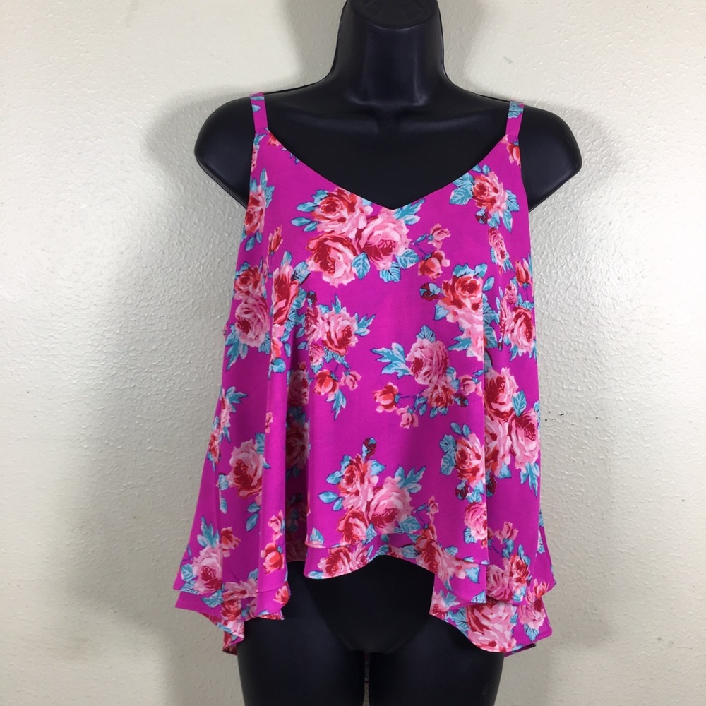 Paper Crane top floral pink size M